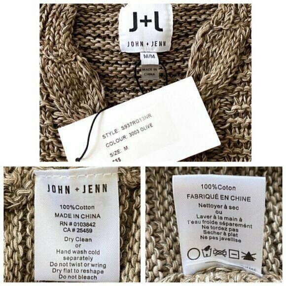 NWT John + Jenn Cable Knit Fringe Sleeve Cotton Sweater, Size M - Picture 8 of 8